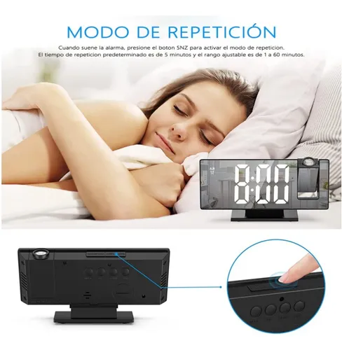 Reloj Despertador Digital Proyección Con Radio Y Proyector