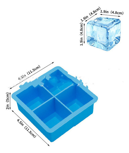 Molde De Hielo De Silicona Grado Alimenticio 4 Cuadros -4pcs