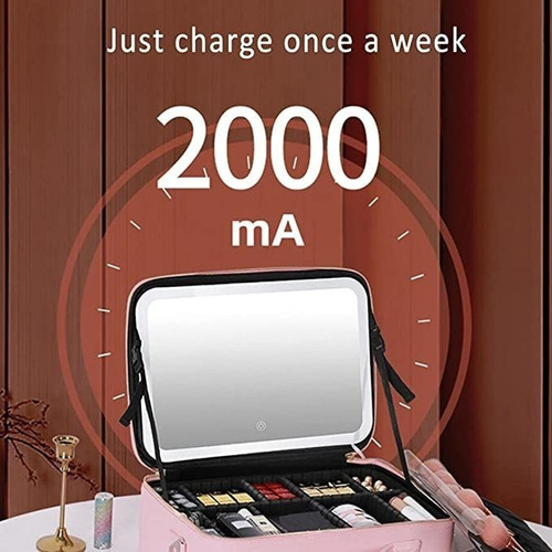Estuche De Maquillaje Inteligente Con Espejo Con Luz Led Par