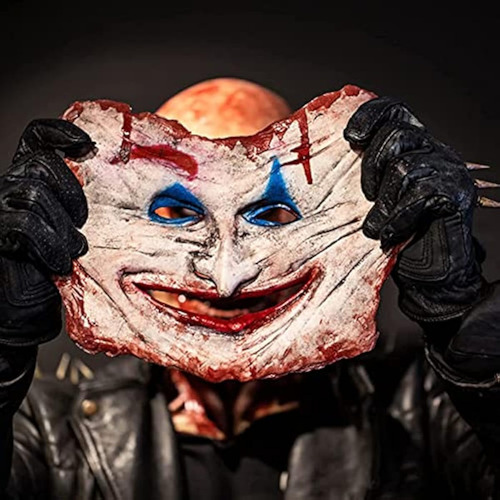 Máscara Aterradora De Halloween, Doble Capa De Joker Rasgada