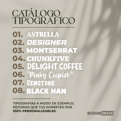 Sorbete Metálico Grabado Láser Personalizable 25 Uds.