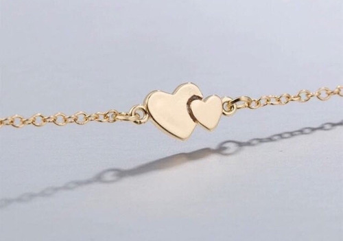 Pulsera Brazalete Oro Laminado 18k Corazones Regalo Detalle