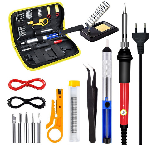 Kit Electrico Cautín 220v 60w Regulable 5 Puntas 15 Pcs