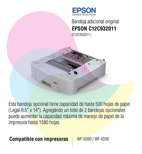 Imagen 2 de 4 de Bandeja Adicional Epson C12c932011 500 Hojas Wf 6590 6090