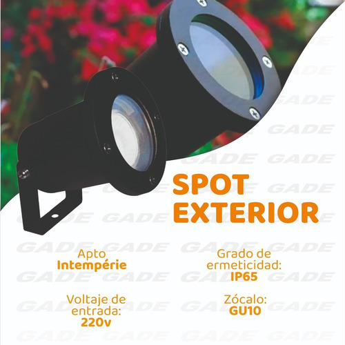 Imagen 2 de 8 de Spot Exterior Aluminio Para Embutir O Aplicar Con Dicro Led