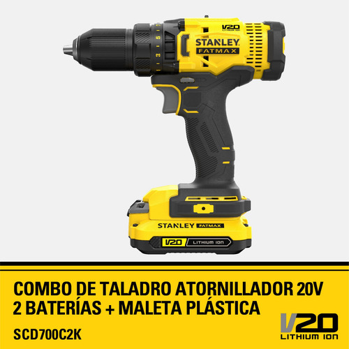 Taladro Atornillador 20v Inalámbrico Stanley Scd700c2k-b3