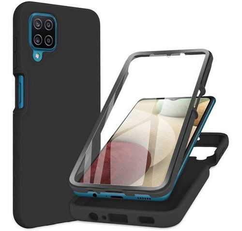 Protección Maxima Para  Samsung A12. Case + Super Vidrio 9d 