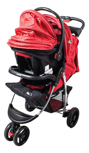 Coche Cuna 33417ts 3 Ruedas Huevito Butaca Mickey Lh Color Rojo Chasis Negro