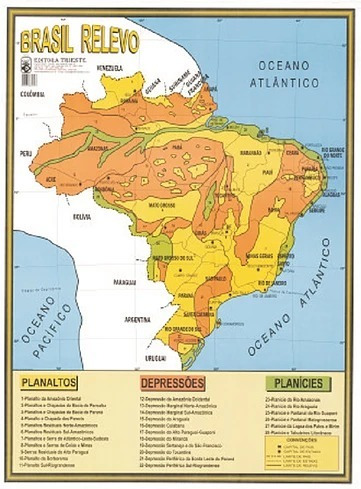 Mapa Do Brasil Relevo Telado  Glomapas