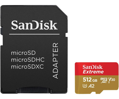 Tarjeta de memoria SanDisk SDSQXA1-512G-GN6MA Extreme con adaptador SD 512GB