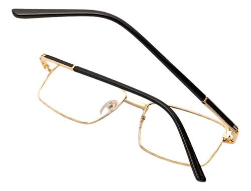 Lentes Fotocromáticos OBLACIV Ejecutivos Anti Luz Azul UV Armazón Negro Diseño Dorado