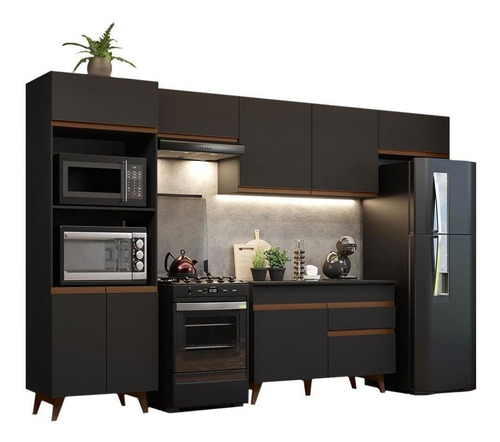 Madesa 330001 Reims Cocina completa con armario y encimera color negro