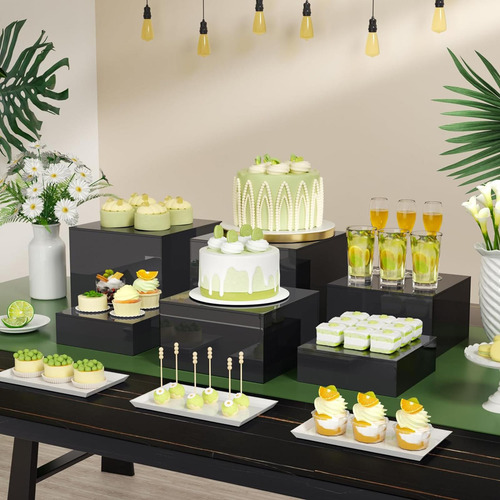 3 Elevadores De Buffet, Estante De Exhibición Negro