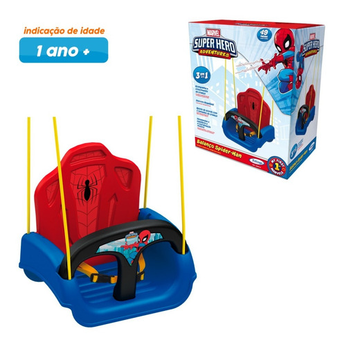 Imagem 8 de 10 de Balanço Infantil Spider Man Com Encosto E Cinto - Xalingo