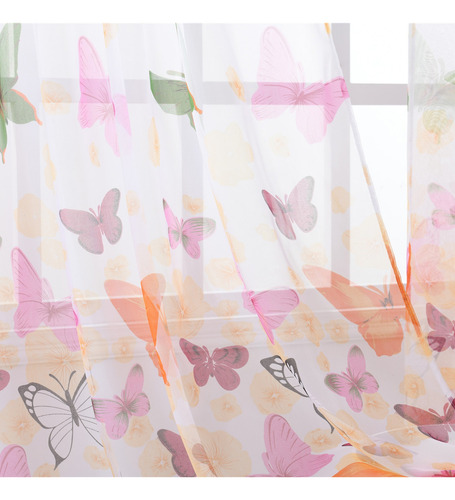 Janela Painel Borboletas Janela Drape Cortina Voile Tulle
