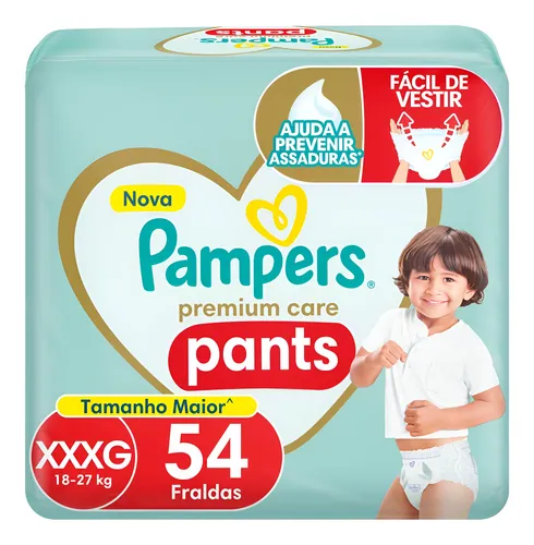 Fralda Pampers Premium Care Pants Tamanho XXXG, 54 Unidades