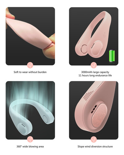 Ventilador De Cuello Sin Aspas: Doble Turbo, Ajustable, Port
