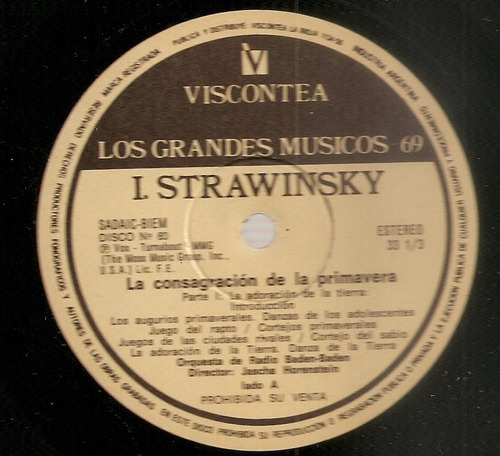 Grandes Musicos Viscontea Nº 69 Strawinsky Sin Tapa