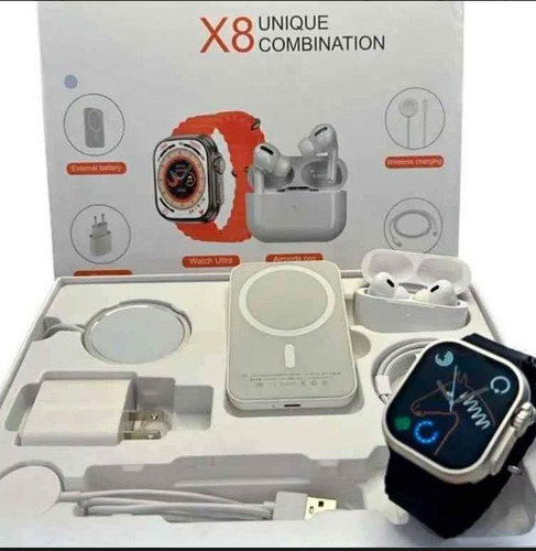 X8 Reloj Smart Unique + Audífonos Pro + Cargador Portátil