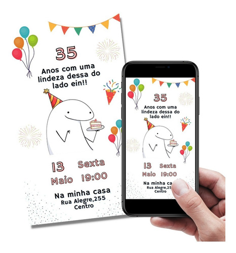 Convite Flork Bonequinho 15,20,30,40 Anos Digital Virtual Di