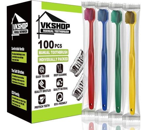 Vkshop Paquete De 100 Cepillos De Dientes Desechables A Gran