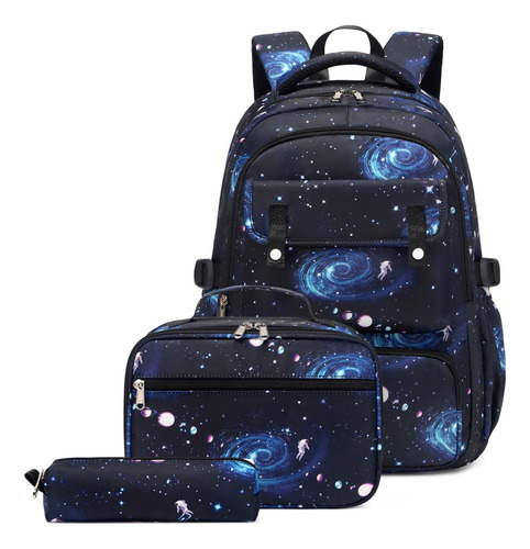 Mochila Mildame Galaxy  Con Caja De Lonchera, 3pcs