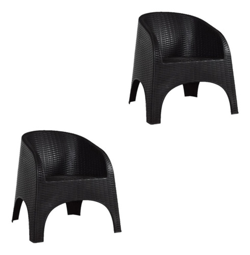 Sillon Plastico Simil Ratan Apilable Reforzado Alejo Pack 2 