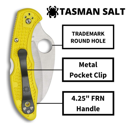 Cuchillo Spyderco Tasman Salt 2 Ligero Con Hoja De Acero H-1