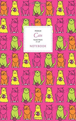 Cats Notebook  Ruled Pages  5x8  Premium (pink Edition) Fun 