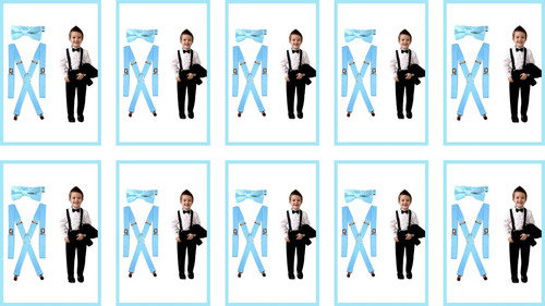 Paquete Especial 17 Tirantes Con Moño Ajustables Para Niño Azul Cielo Liso