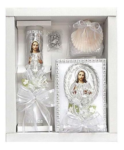 Juego De Velas De Bautismo Lito White Jesus Para Bautizos Co