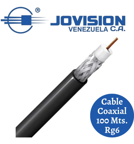 Cable Coaxial Rg6 Color Negro Cctv Supercable Inter 100 Mts