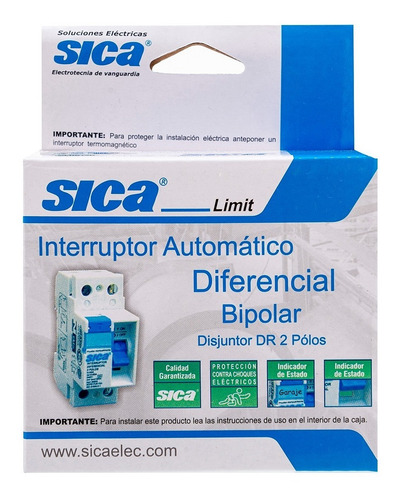 Imagen 5 de 6 de Disyuntor Diferencial Sica - Bipolar 63a - Garantía Oficial