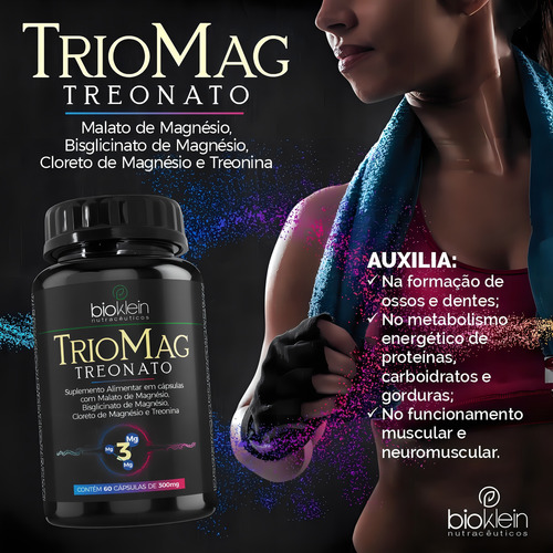 3 Triomag Com 3 Magnésios Cloreto+ Quelato+ Malato+ Treonina