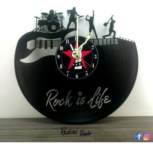 Reloj De Vinilo Rock Is Life Guitarra Regalos Decoracion