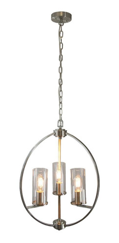 Lámpara Colgante Clásico Níquel Satinado E27 60w 3 Luces