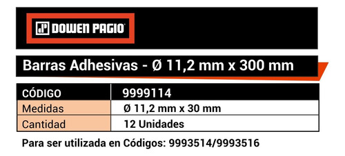 Imagen 2 de 4 de Barras Adhesivas 11,2 X 300mm 12 Unidades Dowenpagio 9999114