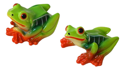 2x Figuras De Rana Esculturas De Resina Adornos Decorativos
