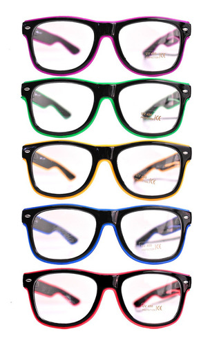 Anteojos Led Risky Cotillon Luminoso Colores Neon Premium Color Verde Diseño Risky Neón LED