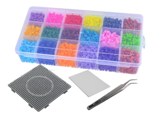 Estuche Hama Beads 18 Colores +tabla Pinza Papel Perler Midi