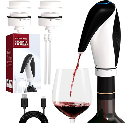 Aireador Electrico Vino Con Dos Tapones Para Botellas Vino Y