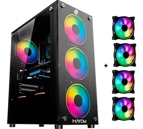 Gabinete Gamer Hayom GB1749 Mid Tower com 4 Fans e Vidro Temperado