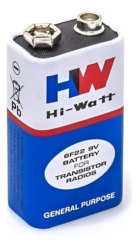 Bateria Alcalina 9v Hw Hi-watt 1 Unidade Dex
