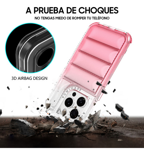 Funda Transparente Acolchonada Antigolpes Para Smartphone Rosa Iphone 16 Plus