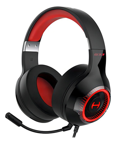 Headset Gamer Edifier Hecate G33 Rgb Usb Preto E Vermelho Cor Única