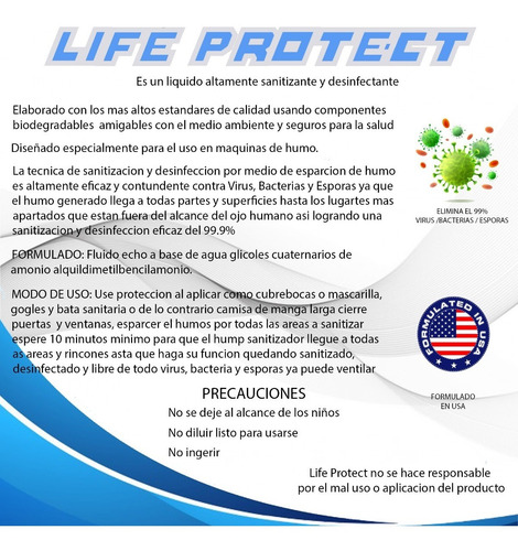 Liquido Sanitizante Especial Maquinas De Humo Por Galon