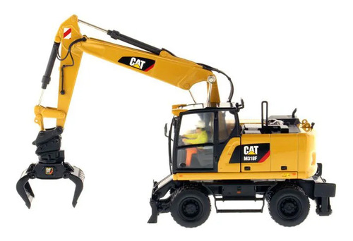 Ruedas de excavadora en miniatura fundidas a presión Caterpillar M318f M85508, color amarillo