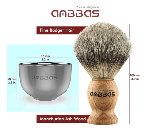 . Conjunto De Escova De Barbear De Cabelo De Texugo Puro