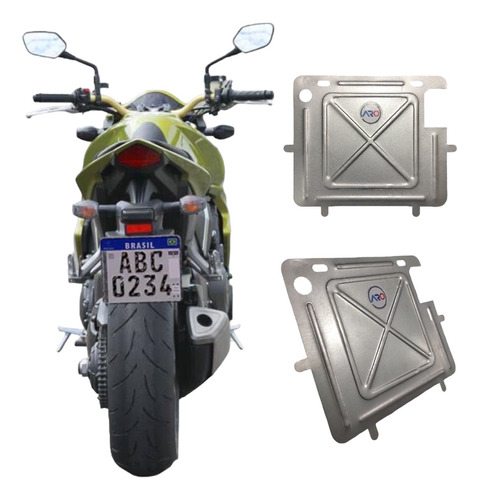 Suporte Placa Aço Protetor Moto Moldura Mercosul Universal 