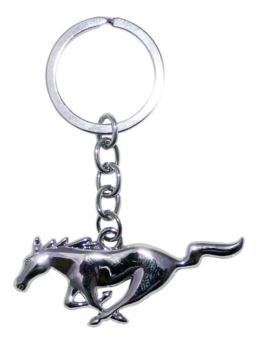 Imagen 2 de 6 de Hermoso Llavero Ford Mustang En Metal Caballo Color Plateado